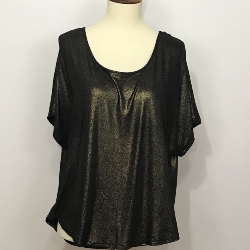 Juicy Couture blouse top gold black metallic boho - Picture 1 of 4